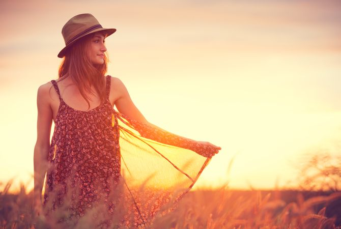 Women and sunset